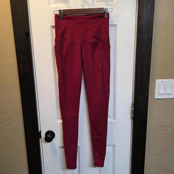 Victoria's Secret Pants - VS Knockout Burgundy High-Waisted Leggings with Side Pockets-XS